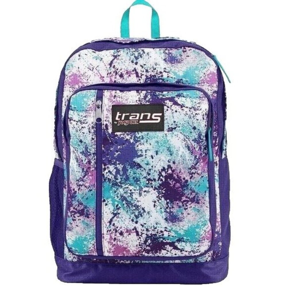 Trans Jansport Purple Splatter Laptop Backpack School Daypack Hiking Rucksack